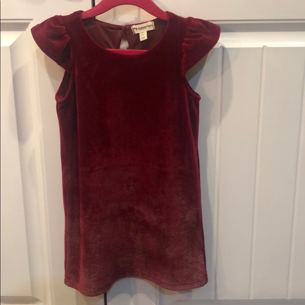 Little girls red velvet dress